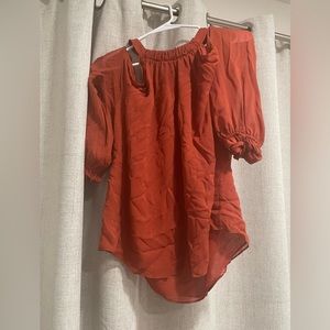 BCBG Maxazria Womens Shirt Size Small Red Long Sleeve